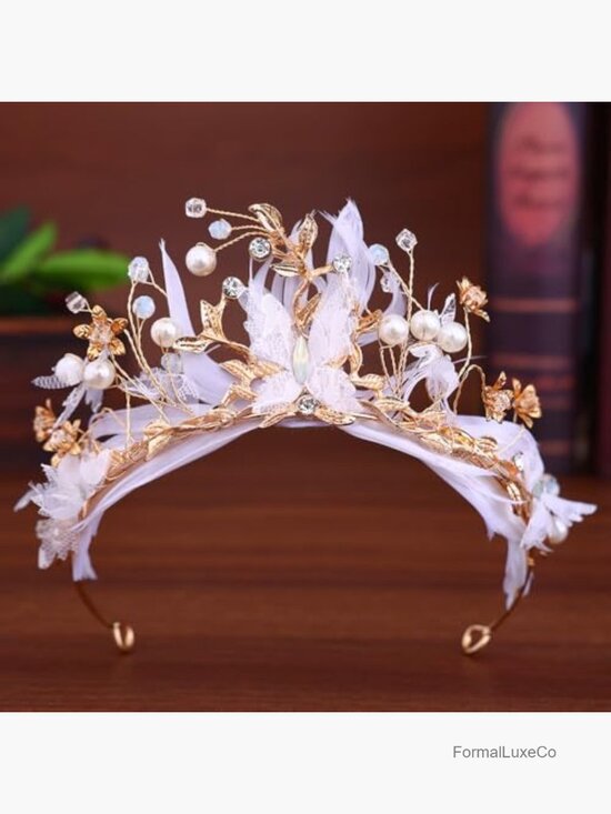 Rhinestone Crystal Pearl Hair Crown Tiara for Bride Prom